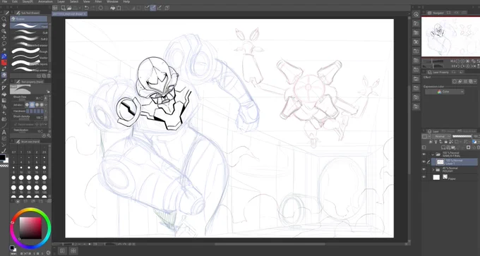 Man, Samus' new suit design in Dread is WAY more tricky to draw in perspective than I expected. It's kinda overwhelming to keep an eye out for ALL the details 😨 