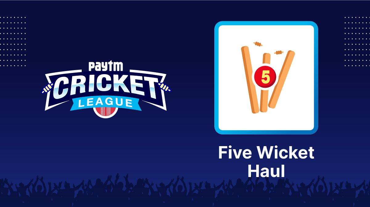 RajendraChadar's tweet photo. Hey, I'm gifting you Five Wicket Haul Card of Paytm Cricket League! 

Get more &amp; win up to ₹10,000! #PaytmCricketLeague https://t.co/TLXqAh8KaR https://t.co/yWezHTVdMg
