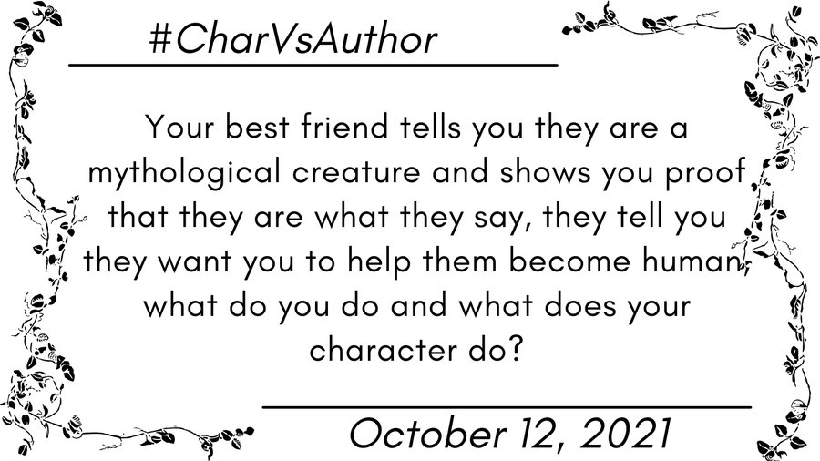 WindheartCogs's tweet photo. #CharVsAuthor
Me: Why do you want to become human you're a [insert mythological creature]! Then I ask so many questions they wonder if they made a good decision befriending me.

Sgt Jema: Sure. Why not. Jacob is mothman? Whatever, fits the year. But why be human? Humans suck. https://t.co/cplULwSAup