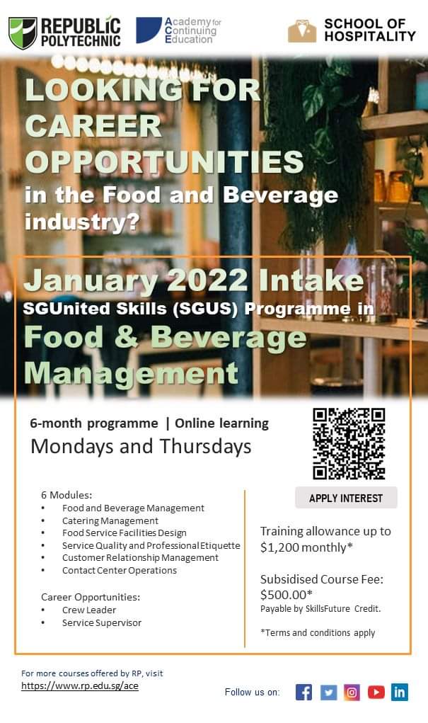 goh_tg's tweet photo. Keen to join in SGUS Programmes offered by Republic Polytechnic? Join in the Webinar this evening - 13 Oct 2021, 7pm, by signing up interest via https://t.co/c8EFGTPgVR
or APPLY NOW for the programme via the link directly!
https://t.co/4FDllLiMXS

Note: For SCs and PRs only https://t.co/Ul67xzx78O