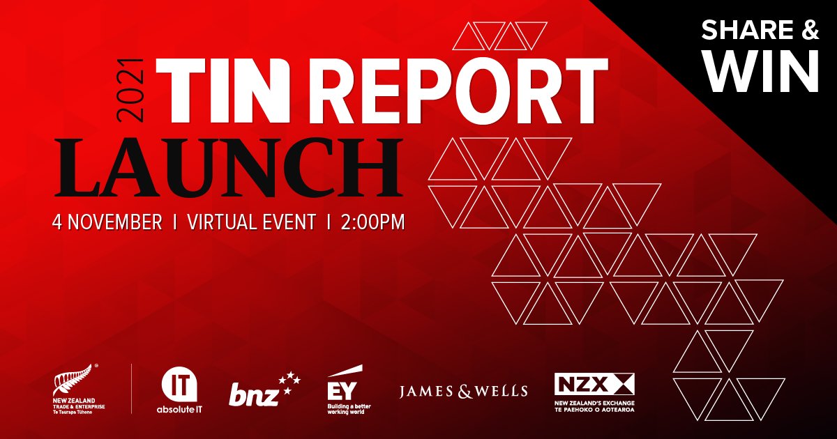 TIN100_NZ's tweet photo. #WIN 1 of 5 free tickets to the #TINReport Virtual Launch, comment on or share any post on TIN's social media channels to be in the draw to win. Entries close 1/11/21, winners will be announced 2/11/21. Learn more about the event - https://t.co/sF5BSxhBqy #giveaway #sharetoenter https://t.co/vF8HzHa2hU