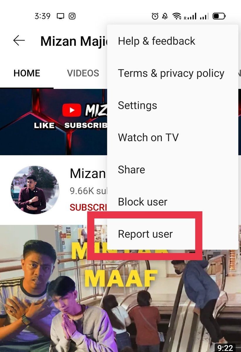 fadzirazak's tweet photo. @yoursturulypir Guys, tak payah komen, tak view pun video tu. Kalau korang view, dia dapat duit. Report je akaun dia.

1. Cari Mizan Majid dekat Youtube. 
2. Klik 3 titik dekat belah atas kanan.
3. Klik Report user
4. Pilih Harassment @ Violent 
5. Klik submit

Stop making stupid people popular. https://t.co/sFGuTduKPH