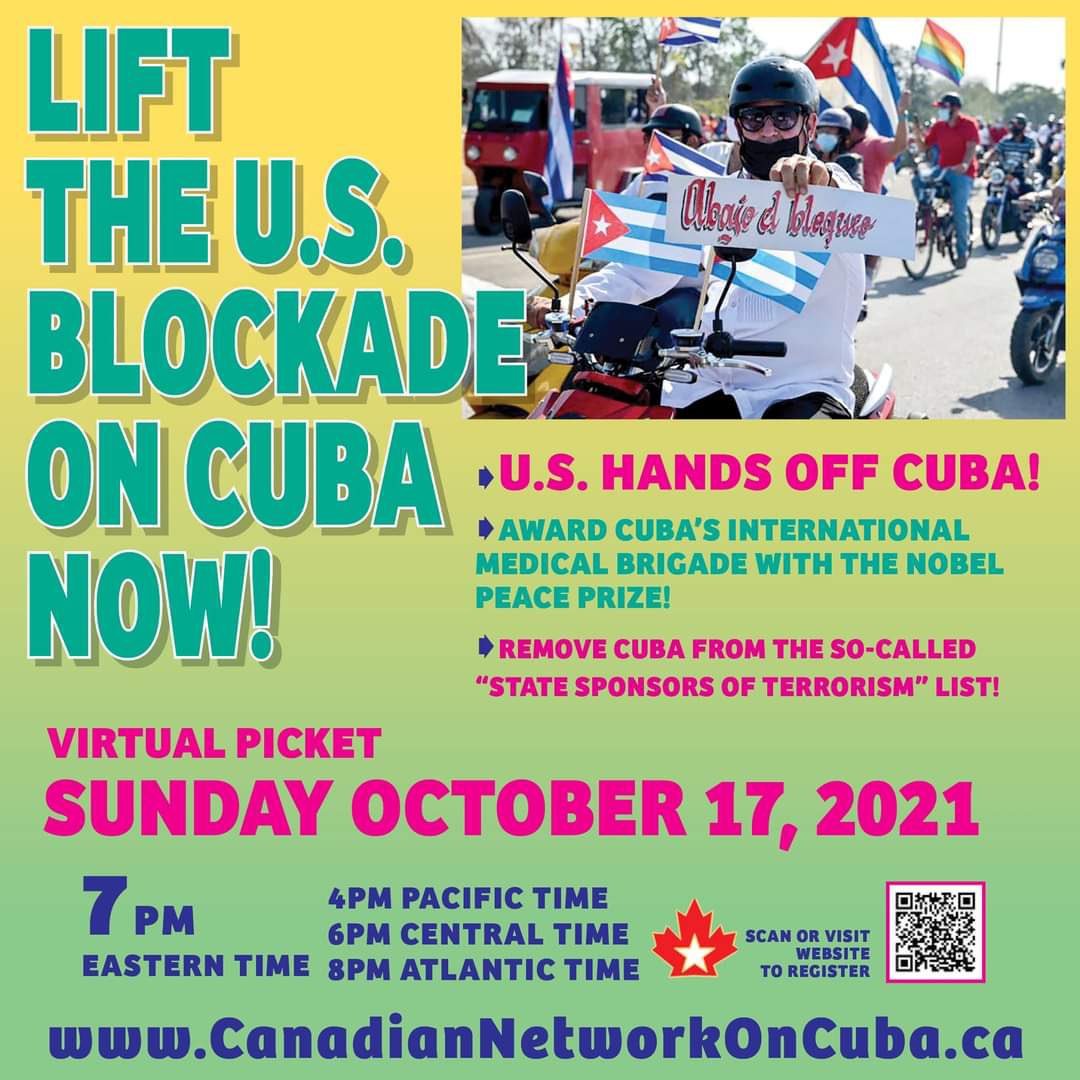United against US imperialism! Join the global picket in solidarity with Cuba! #HandsOffCuba