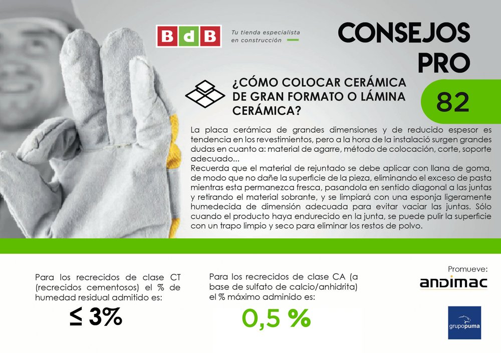 Grupo_BdB's tweet photo. 👷🏻♂️👷🏻♀️ En la colocación de baldosas cerámicas de grandes dimensiones suelen surgir dudas relacionadas con el material de agarre, el método de colocación o el corte.
En este #consejoPRO te damos algunas de las claves para una instalación exitosa. 👆🔝 https://t.co/Imckr5HUWy