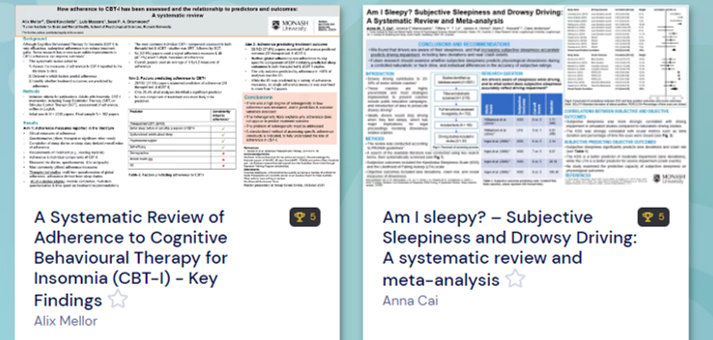 Some important systematic reviews:

😫😴 <a href="/mellor_dr/">Dr Alix Mellor</a>  presenting key findings about CBT-I adherence

🚗💤 <a href="/AnnaCaiPhD/">Anna Cai</a> presenting subjective sleepiness and drowsy driving - am I sleepy?