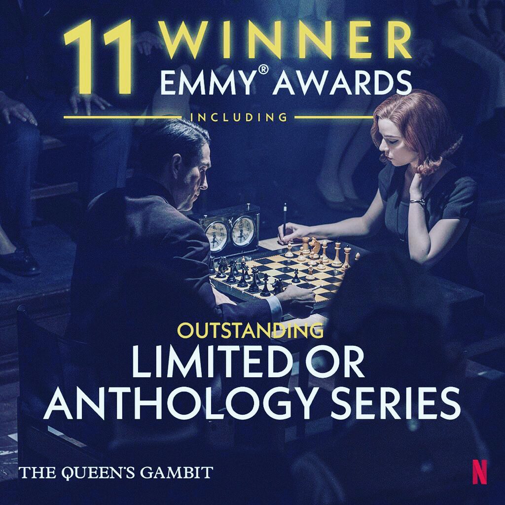 The Queen’s Gambit is an 11 Emmy Award winning @netflix series about a chess prodigy. It is the most watched #Netflix limited series of all time. It is also the most successful chess dramatisation ever made. It’s a beautiful masterpiece without comparison.
