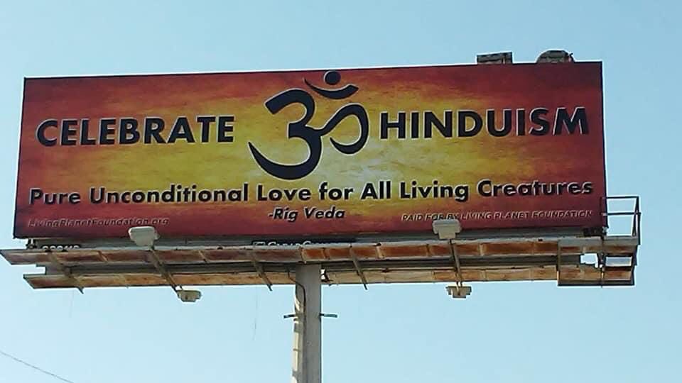 Billboards up in # Houston for #HinduHeritageMonth saying Celebrating 🕉 #Hinduism as pure unconditional love for all living creatures. Exciting & proud feeling. #coHna #vhpa