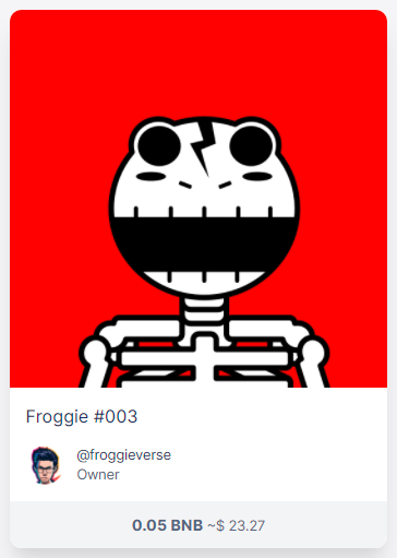 Froggieverse's tweet photo. An unidentified frog skeleton coming from the Horror Realm of Froggieverse. Teleported and now living a whole new life on #Binance Blockchain.
#003 - https://t.co/rZImL1oudE
#NFT #NFTdrops #NFTs #NFTshill #NFTMalaysia #Pentasin #Pentasio #NFTMARKET https://t.co/QVarCsarvY
