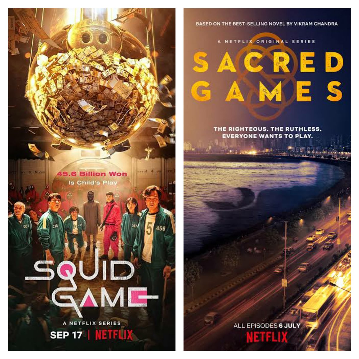 AmitKO84's tweet photo. Enjoyed binging #SquidGame? Try #SacredGames also playing on @netflix. Let the games continue. 

#Netflix @NetflixIndia @NetflixKR https://t.co/ubiORU1JZ1
