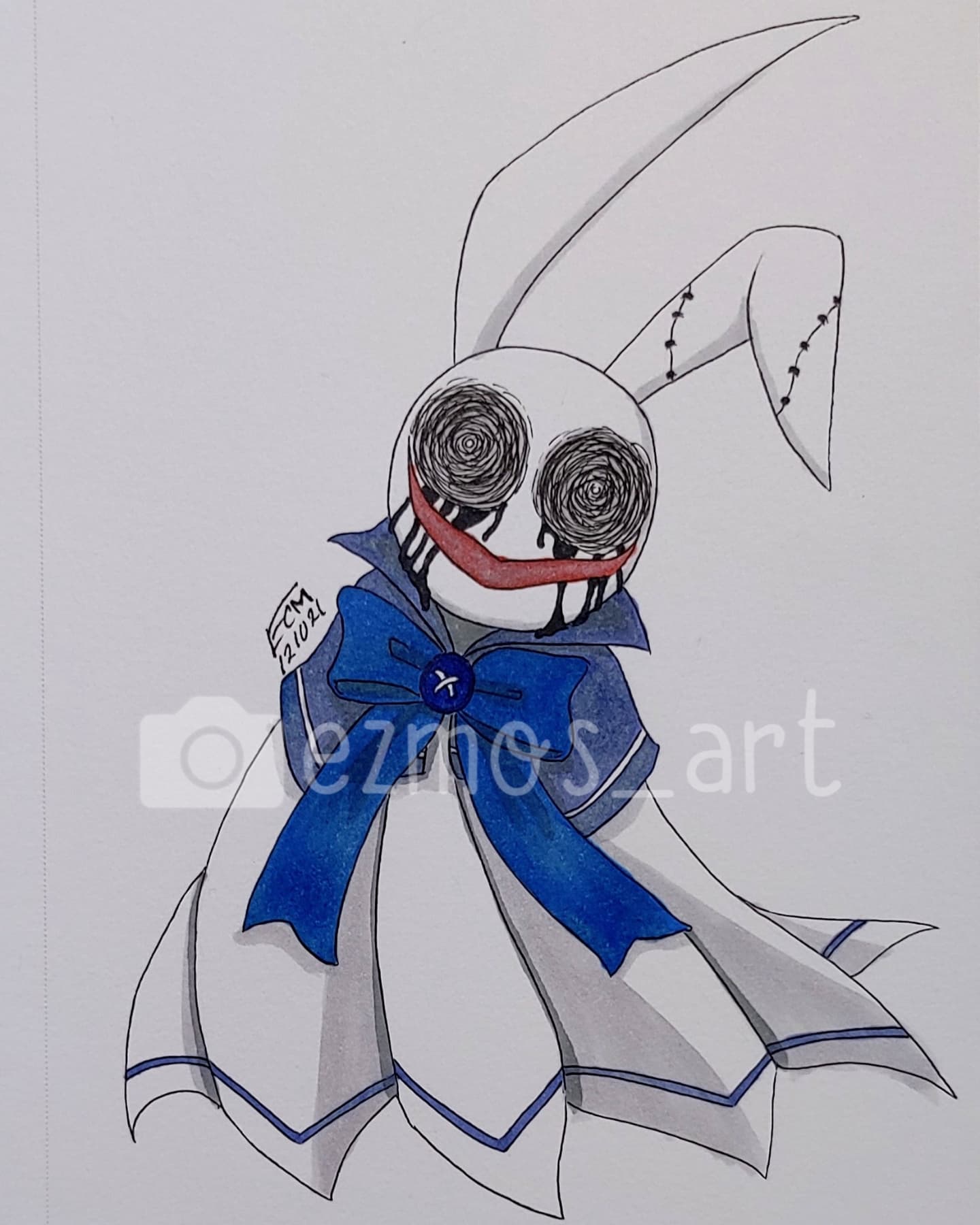 creepy bunny plush drawing