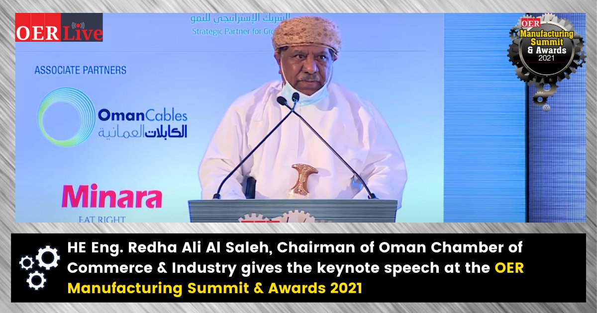 UMS_Events's tweet image. HE Eng. Redha Ali Al Saleh, Chairman of 
@chamber_oman, gives his keynote speech, which focussed on the initiatives of the Sultanate in the manufacturing sector, while embarking on the journey to Oman Vision 2040.

#Oman #OERMS2021 #Manufacturing #Summit #Conference #Industry