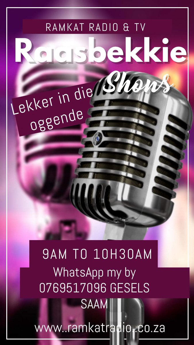 ramkatradio.co.za #waaronsniesagkooknie
