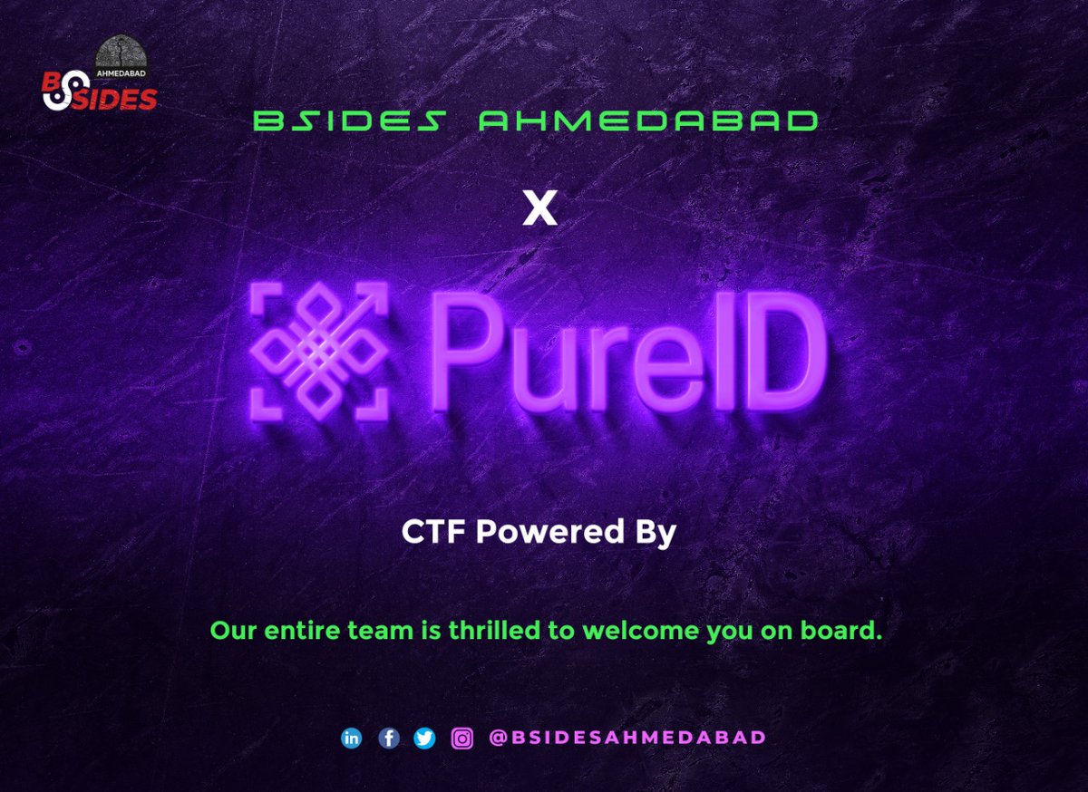 Security BSides Ahmedabad (@bsidesahmedabad) on Twitter photo Welcoming PureID Labs as our CTF Powered By sponsor!!
<a href="/PureIDLabs/">PureIDLabs</a> 🤜🤛 <a href="/bsidesahmedabad/">Security BSides Ahmedabad</a>
🔥🔥🔥
Hack-Eat-Sleep-Repeat 🌟
#BSidesAhmedabad #SecurityBSides #CyberSecurity #Hacking #Conference #CTF #CaptureTheFlag #Sponsor #BugBounty #InfoSec #AppSec Welcoming PureID Labs as our CTF Powered By sponsor!!
<a href="/PureIDLabs/">PureIDLabs</a> 🤜🤛 <a href="/bsidesahmedabad/">Security BSides Ahmedabad</a>
🔥🔥🔥
Hack-Eat-Sleep-Repeat 🌟
#BSidesAhmedabad #SecurityBSides #CyberSecurity #Hacking #Conference #CTF #CaptureTheFlag #Sponsor #BugBounty #InfoSec #AppSec