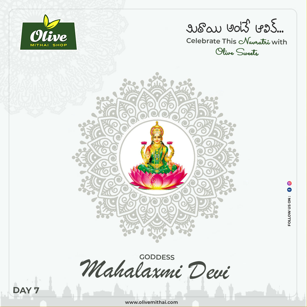 OliveMithai's tweet photo. DAY 7.
Goddess Mahalaxmi Devi.
Rejoice in this Dusshera with delicacies from Olive Mithai Shop. https://t.co/3TEHXeqmRa