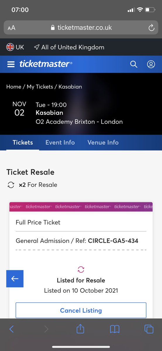 RachelCarthy13's tweet image. Ticket resale: 2 tickets for #kasabian London 2nd Nov via #ticketmaster #tickets #ticketsresale #kasabiangig #kasabiantickets #brixton #kasabianbrixton