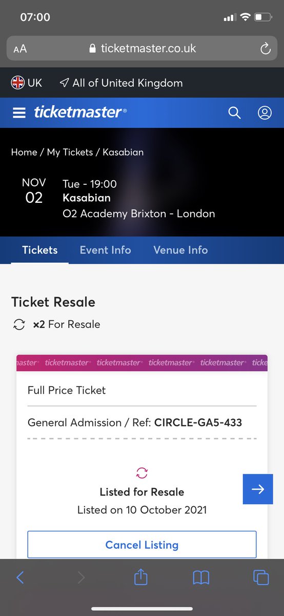 RachelCarthy13's tweet image. Ticket resale: 2 tickets for #kasabian London 2nd Nov via #ticketmaster #tickets #ticketsresale #kasabiangig #kasabiantickets #brixton #kasabianbrixton