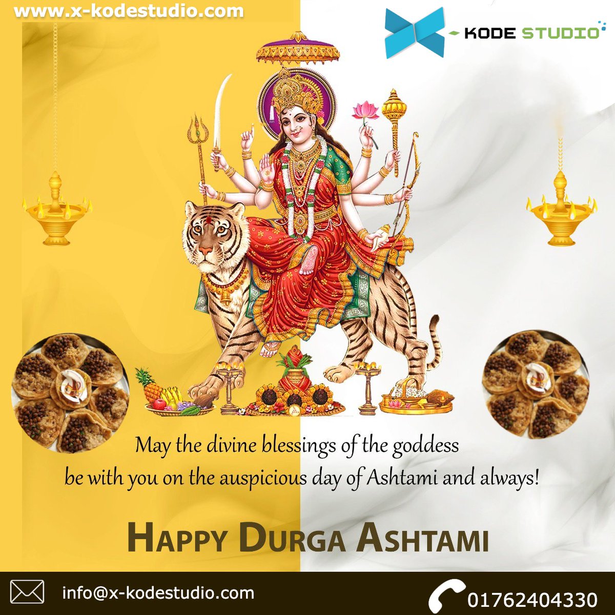 XKodeStudioLLP2's tweet image. Today Is Ashtami And The Day Belongs To Mahagauri, The Eighth Manifestation Of Shakti. May GOD DURGA give prosperity to you and your family. May her blessings be always with you. JAI MATA DI. Happy Durga Ashtami #Durgashtami #Navratri #JaiMatadi #durgashtami