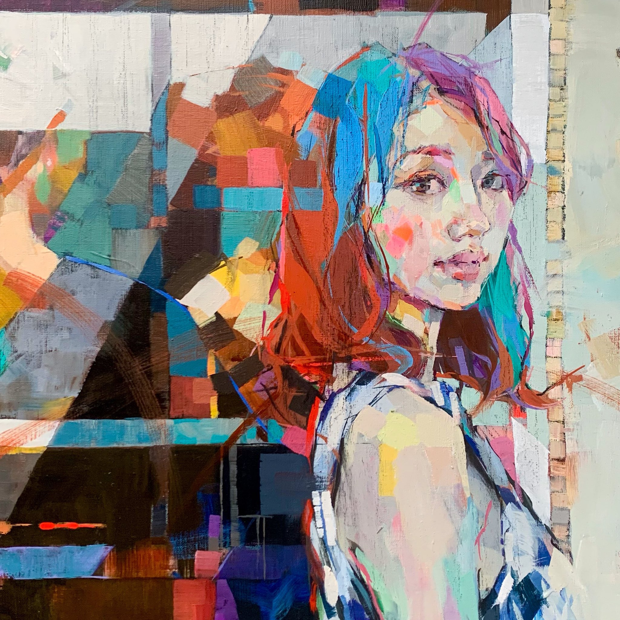 【真作】絵画　ビロード生地に油彩　静寂の美　光と影が奏でる女性像　V5 真作】絵画 ビロード生地に油彩 静寂の美 光と影が奏でる女性像
