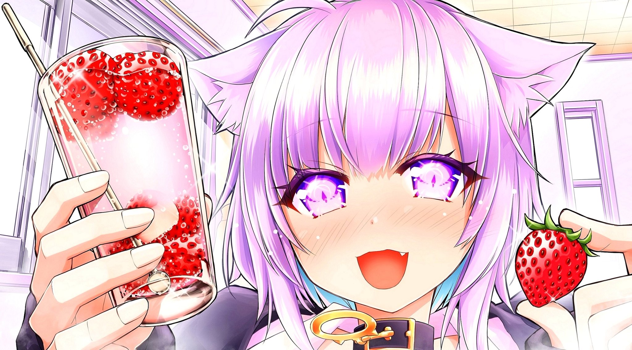 おかゆ　手描き　イラスト　リクエスト 猫又おかゆ ホロライブ 手描きイラスト - メルカリ