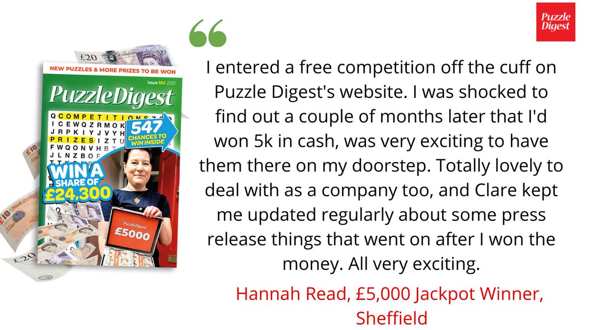 PuzzleDigest's tweet image. #WednesdayWinner In April @PuzzleDigest was in Sheffield awarding our jackpot winner Hannah Read with £5,000 in tax-free cash!!  

Hannah was clearly delighted by her surprise win and used her #winnings to support her PGCE studies. 

What would you spend your winnings on?!