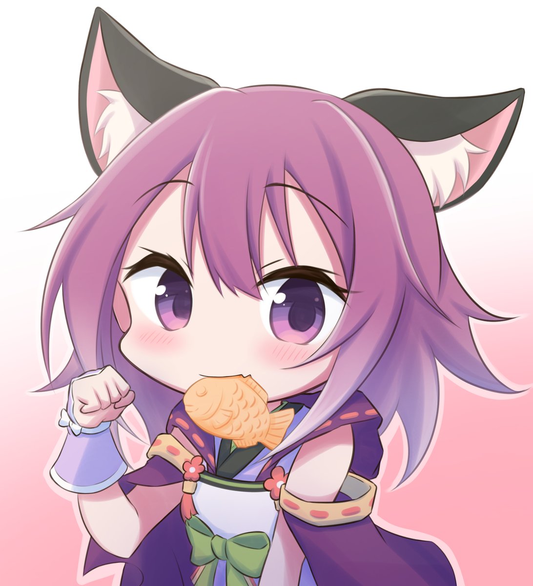 1girl animal ears taiyaki wagashi cat ears solo animal ear fluff  illustration images