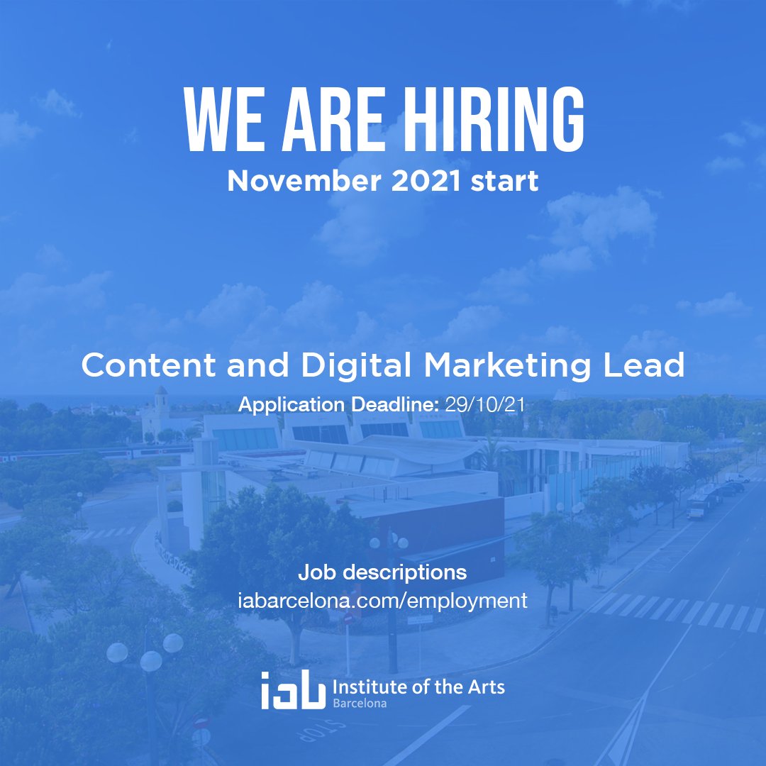 📣 The IAB is hiring! ⁠
⁠
Our Marketing department has a job vacancy for a Content and Digital Marketing specialist. 

Find the full details in the link in bio, or visit our website iabarcelona.com/employment.
