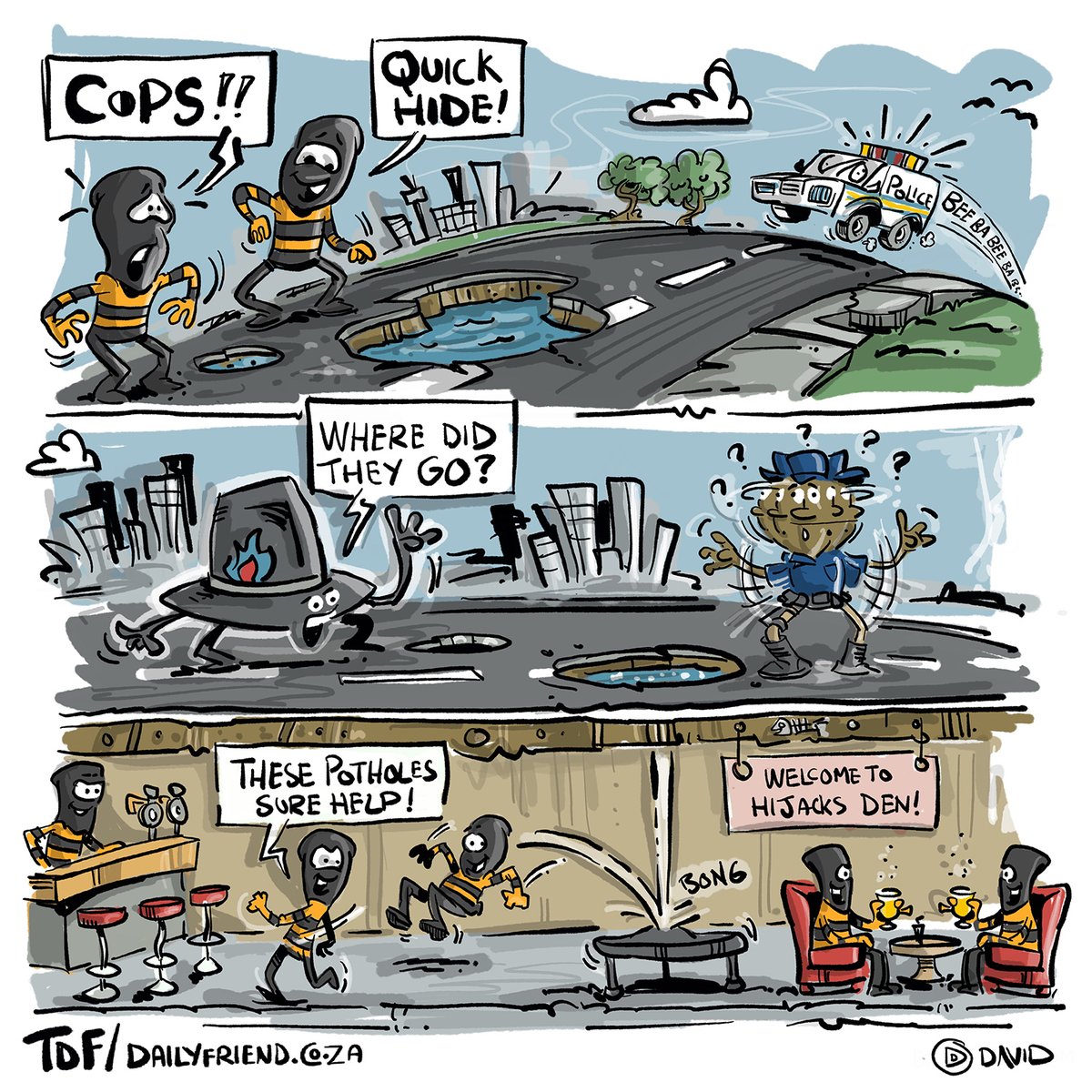 DavidDToons's tweet photo. Pothole??? are the problem. hahaha @DailyFriendSA https://t.co/h33cwZDAMy
