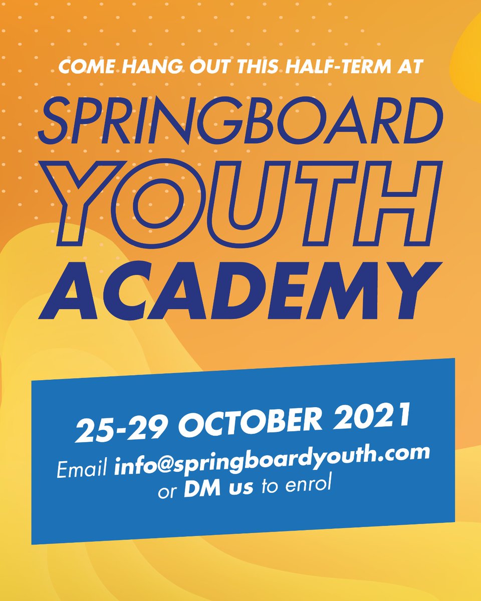 It’s that time again! Our October half-term programme is coming at you in 2 weeks, but with a special twist: our brilliant Peer Leader team has led on the design of the sessions! Join us for English, community, sports, food and more! 🤸‍♂️Email us today at info@springboardyouth.com