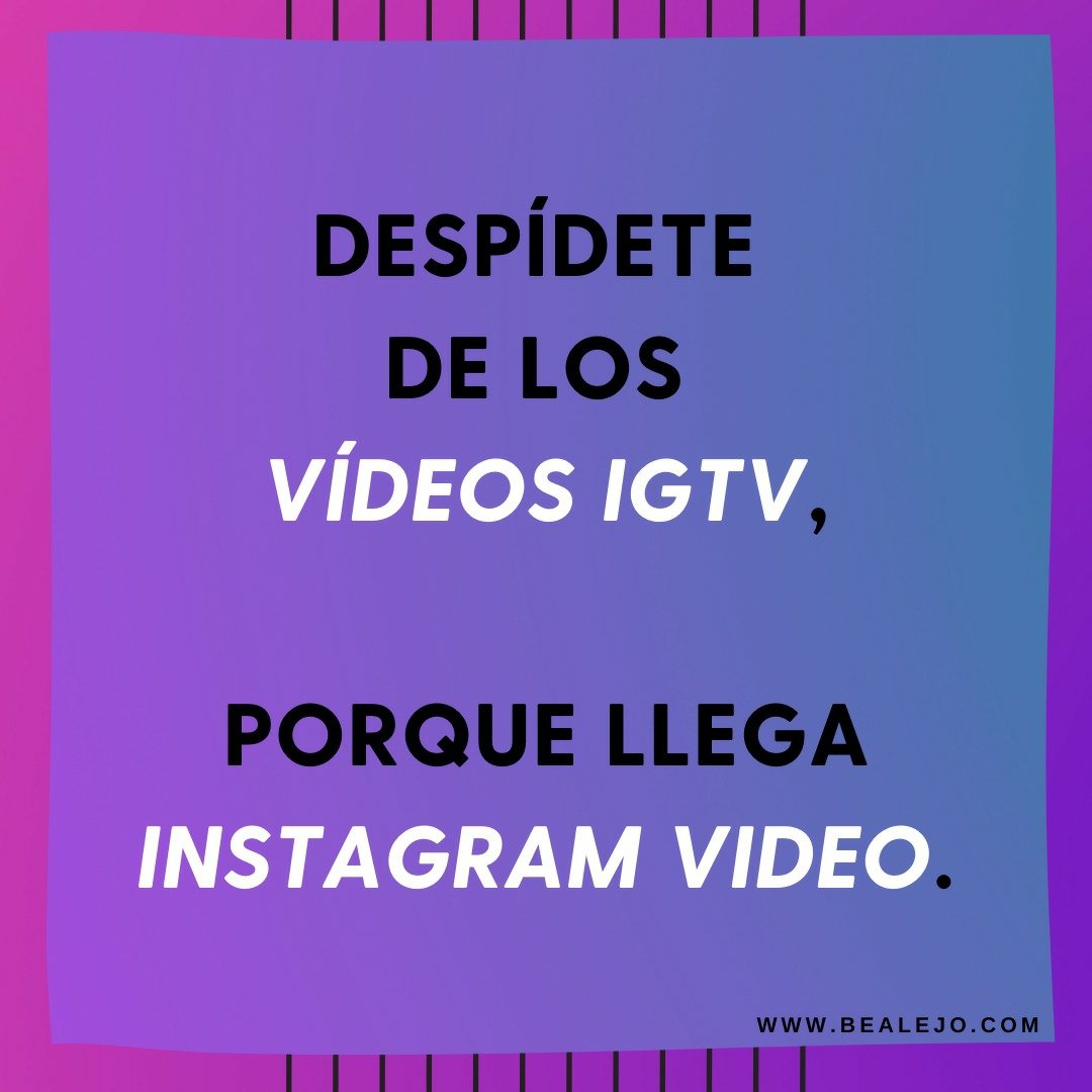 bealejo_mkt's tweet photo. #NovedadesInstagram

🗣 A partir de ahora los "Vídeos IGTV" se transforman en "Instagram Video" y aparecerán en una columna donde se van a agrupar todos los vídeos 🎥 (los IGTV y los normales)

Y los reels van a continuar como hasta ahora

#socialmedia  #communitymanagerfreelance https://t.co/mA7oDuTKPC
