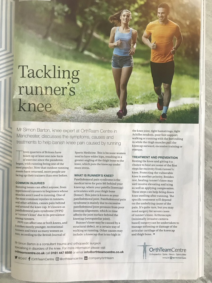 OrthTeam Centre (@ortht) on Twitter photo Whether you’ve recently taken part in a marathon, 10 or 5k, or just enjoy 🏃🏽♀️and suffering from knee pain - you might be experiencing ‘runner’s knee’.
OrthTeam’s Mr Simon Barton gives the lowdown on the🦵🏽condition in <a href="/cheshirelife/">Cheshire Life</a> or read it here ➡️ orthteamcentre.co.uk//news-and-even… #msk Whether you’ve recently taken part in a marathon, 10 or 5k, or just enjoy 🏃🏽♀️and suffering from knee pain - you might be experiencing ‘runner’s knee’.
OrthTeam’s Mr Simon Barton gives the lowdown on the🦵🏽condition in <a href="/cheshirelife/">Cheshire Life</a> or read it here ➡️ orthteamcentre.co.uk//news-and-even… #msk