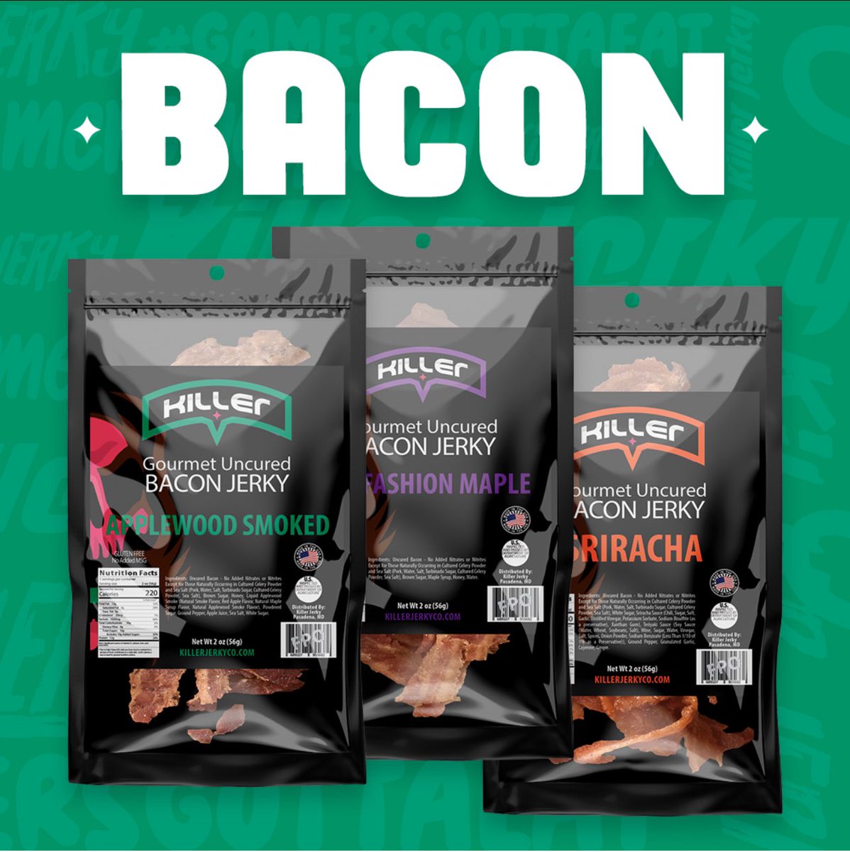 RollingNinjas's tweet photo. Hey you! Yeah you! Did you miss breakfast? Well never miss it again with @KillerJerkyCo’s bacon jerky! Also use code: Dojo for 10% off your order! https://t.co/TkahkcYY82 #snack #twitch #gamer #killerFAM https://t.co/VtV3xVMICb