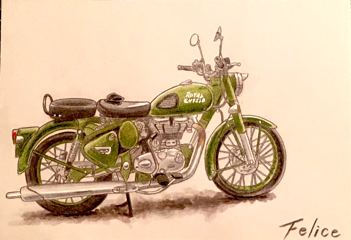 felice_felice_'s tweet photo. 新作。#ロイヤルエンフィールド　#バイク女子　#バイクイラスト https://t.co/lUe0Cqrsdk