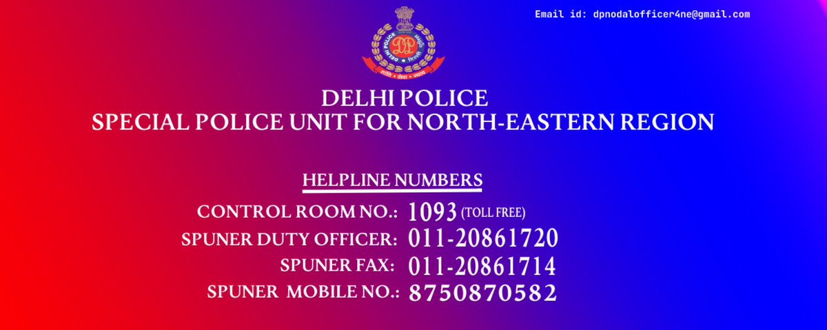 Nodalofficer_NE's tweet photo. Special Police Unit for North-Eastern Region.
@KirenRijiju @LtGovDelhi @CPDelhi @DelhiPolice @Alanagolmei @jmaivio https://t.co/fk0Vco8hoF