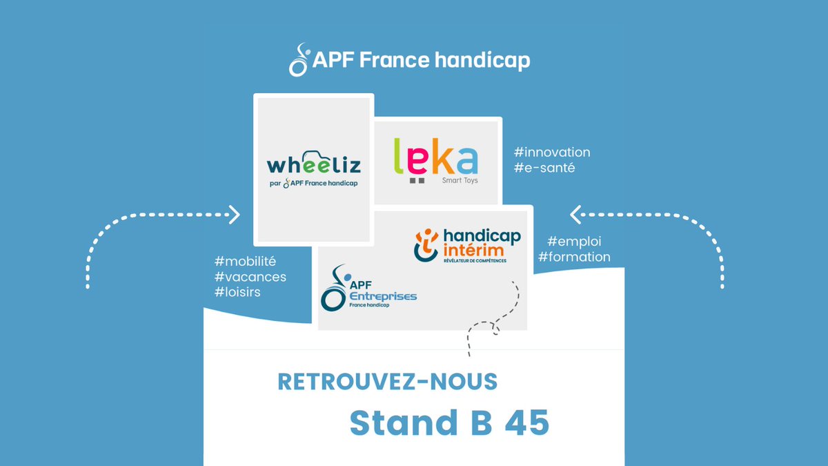 📣 2ème jour au <a href="/SalonAutonomic/">Salons Autonomic</a> ! Partez du bon pied et venez découvrir sur le stand B45, les produits et services d’<a href="/apfhandicap/">APF France handicap</a> tels que <a href="/WeAreLeka/">Leka</a>, <a href="/Wheeliz_fr/">Wheeliz</a>, <a href="/apfentreprises/">APF Entreprises</a> &amp; #handicap #interim. #Mobilité, #Innovation, #Emploi, il y en a pour tous les goûts ! 👏