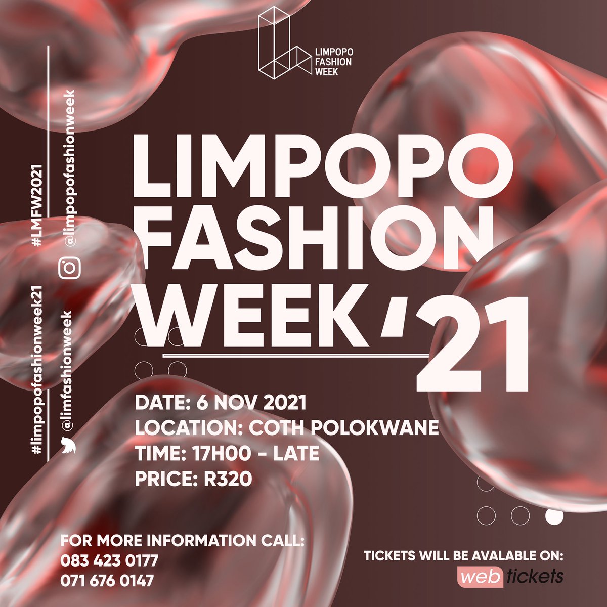 We’re so excited to officially confirm this year’s Limpopo Fashion Week!
SAVE THE DATE! Tickets will be on sale shortly

#limpopofashionweek21
#LMFW2021