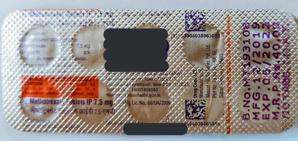 Karun209's tweet photo. #prescription
#patientsafety
#medicalprescription
Patient should be advised by Medical store.
Patient should get tablets verified by the treating physician especially when they change the Drug brand

Methotrexate is given once a week and Folic Acid is given rest 6 days to decreas https://t.co/8TqQwa3RFS