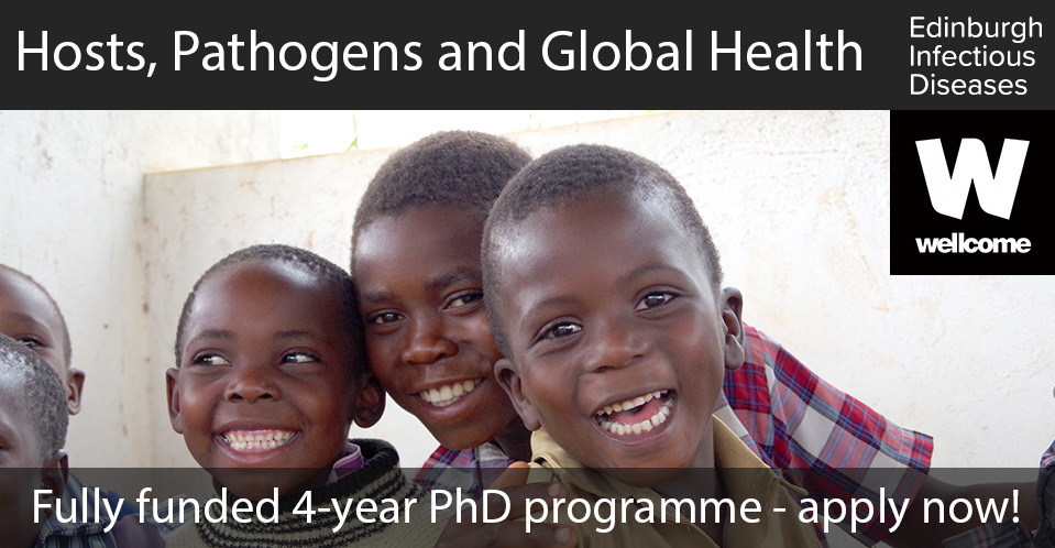 Applications now open for <a href="/wellcometrust/">Wellcome</a> Hosts, Pathogens and Global Health 4-year PhD programme <a href="/EdinburghUni/">The University of Edinburgh</a> <a href="/wt_hpgh/">WT-HPGH</a> 

Fully-funded and open to all students from the UK and overseas.

Apply by 11 January 2022 for entry in October 2022.

All details ow.ly/WzQD50Gqw5y