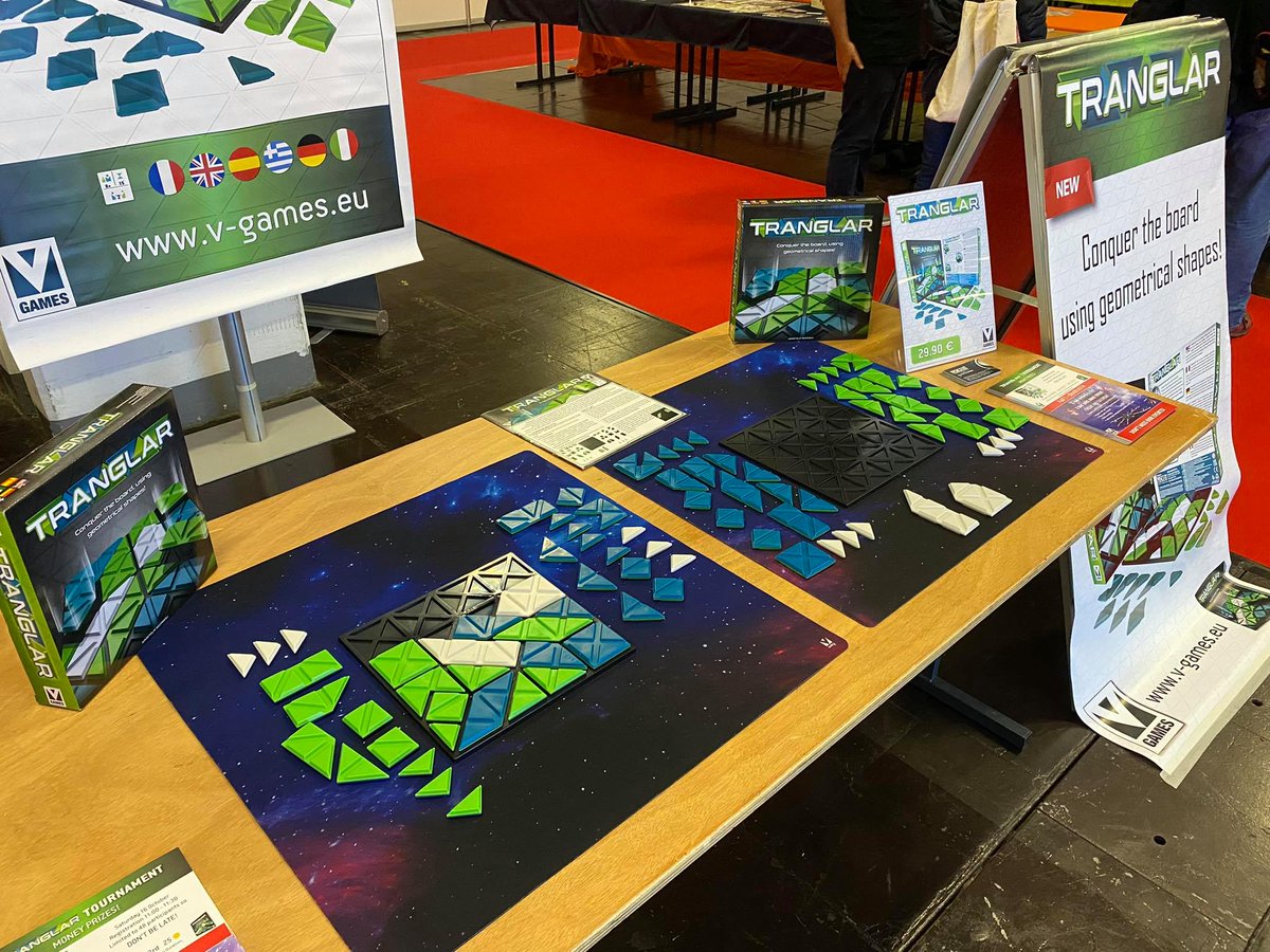 v_cubes's tweet photo. The set up for the Press Preview is ready! 
TRANGLAR™ release in less than an hour!

#spiel21 #essenspiel #internationalspieltage #boardgamegeek #boardgames #spiele #dicetower #boardgamesofinstagram #tabletopia #tabletopsimulator https://t.co/v0CF7kQMKA