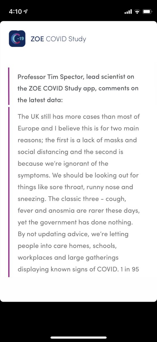 I just tested positive for Covid, 4 days after I started with a runny nose, sneezing &amp; sore throat, because I had no idea that symptoms very commonly present like a cold. The government isn’t updating their advice. I only got tested because I read this from <a href="/timspector/">Tim Spector MD (Prof)</a>