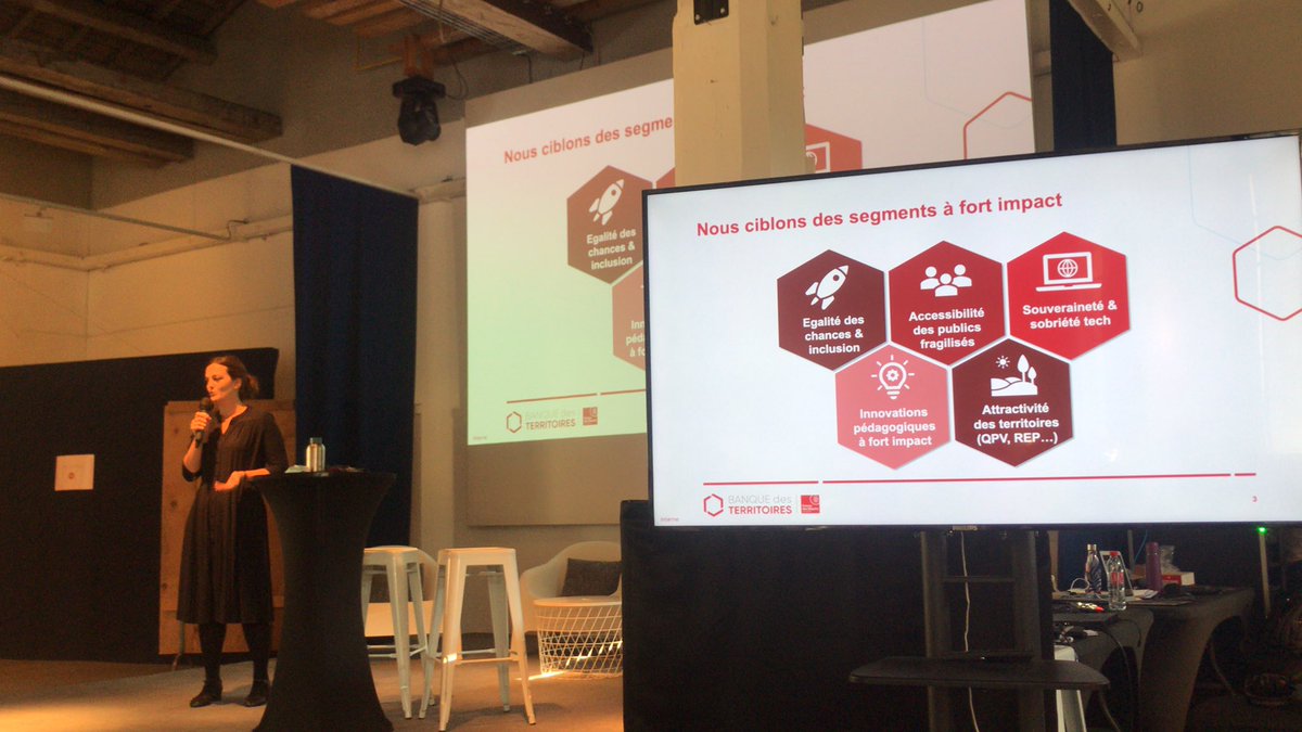 EdtechLyon's tweet image. « Quels enjeux spécifiques de la edtech ? Des tech pas comme les autres qui ont un impact sociétal » @RoseLmdy @BanqueDesTerr au #EdTechDay #edtechforgood