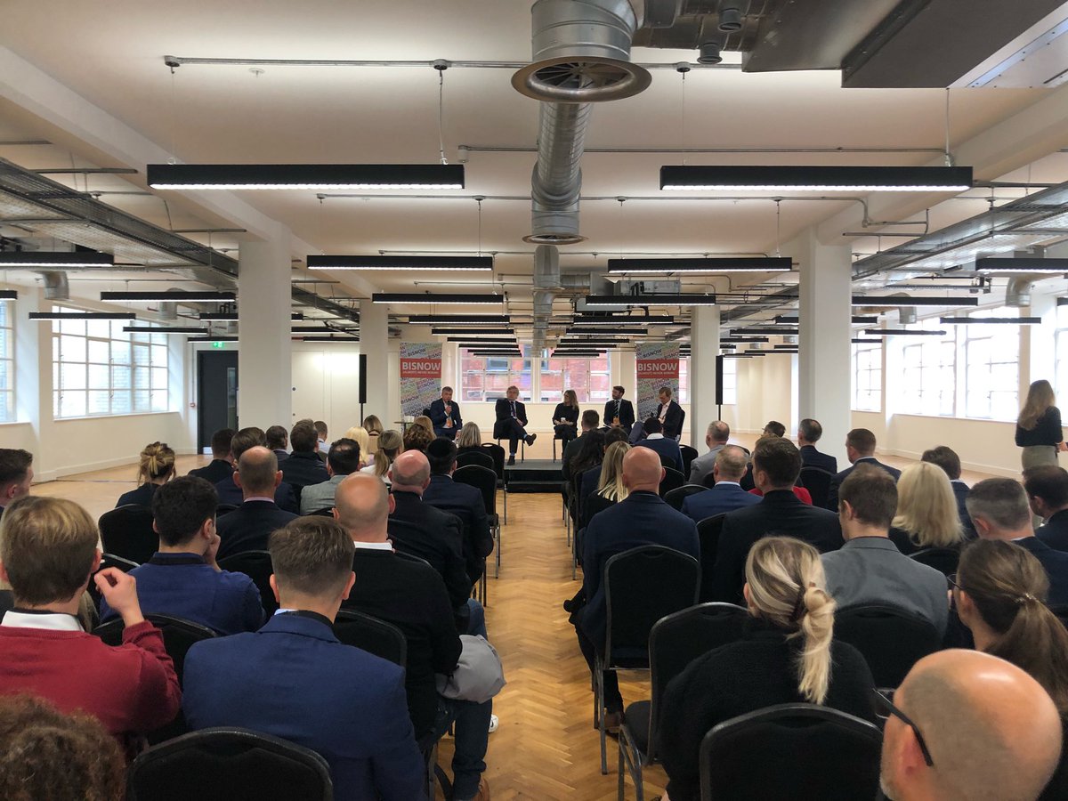 Kicking off this morning's <a href="/BisnowEurope/">Bisnow Europe</a> '#Manchester State of the Market' #conference <a href="/NOMA_mcr/">NOMA</a>, with a panel discussing the #office #workplace market. @jessicacb10 making the important point that offices provide a key space for #mentoring younger staff, demonstrating leadership