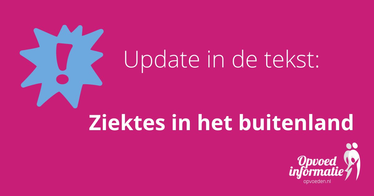 Het Landelijk Coördinatiecentrum Reizigersadvisering en een verloskundige voegden tips en adviezen over malaria, knokkelkoorts en zika toe aan de tekst voor zwangeren over ziektes in het buitenland. Zie: opvoeden.nl/ziektes-in-het…. Je vindt deze info ook in de <a href="/GroeiGids/">GroeiGids</a>.