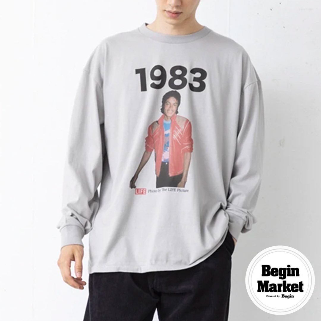 Begin編集部 S Tweet 世代も国も超えるスターが堂々と 素敵な笑顔を浮かべるマイケル ジャクソン を大胆に落とし込んだロンtが入荷 しましたが すでに各色各サイズ ラスト1着 凄まじいマイケル人気 驚 乗り遅れるべからず ビギンマーケット スクリーン