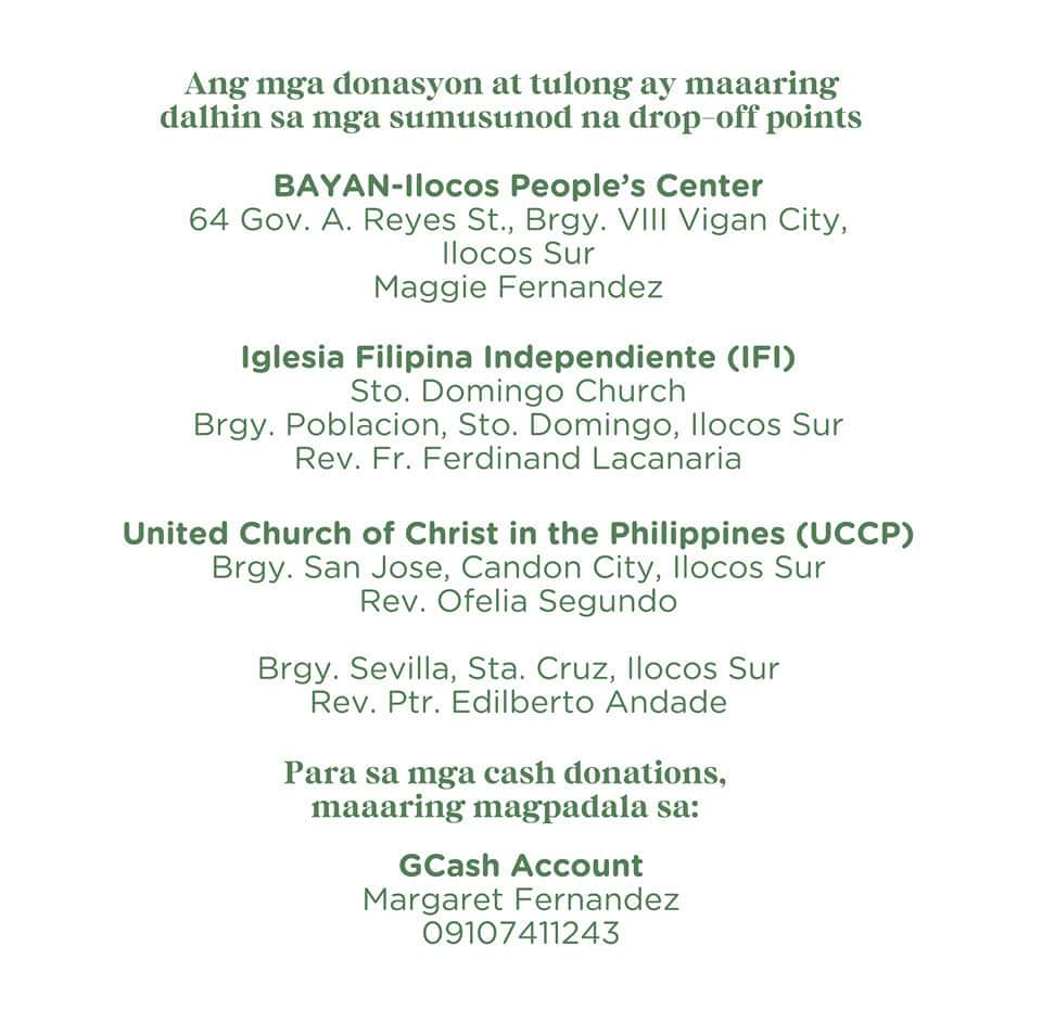 Kaugnay nito, patuloy na inaalam ang kalagayan at pangangailangan ng mamamayan sa mga nabanggit na mga munisipalidad ng Ilocos Sur. Gayundin, tuloy-tuloy ang pagkalap ng tulong para sa lahat ng nasalanta. 

#NorthernLuzonNeedsHelp
#TignayIlocandia