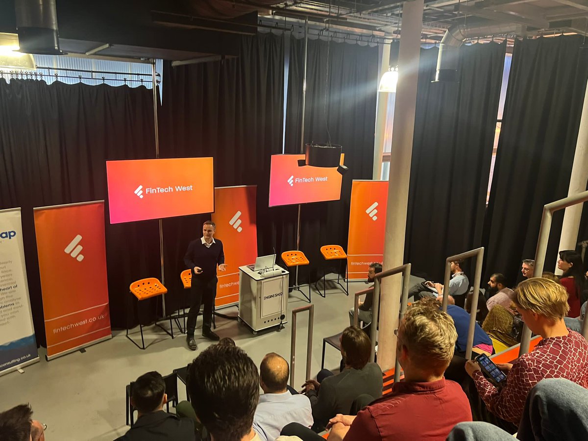 The <a href="/fintechwest/">FinTech West</a> seminar is underway at <a href="/EngineShed_BB/">Engine Shed</a> - <a href="/julianwhitecap/">Julian Wells</a> gets the first session of the day started which will cover the #UK #FinTech landscape, developments and more #BTF2021