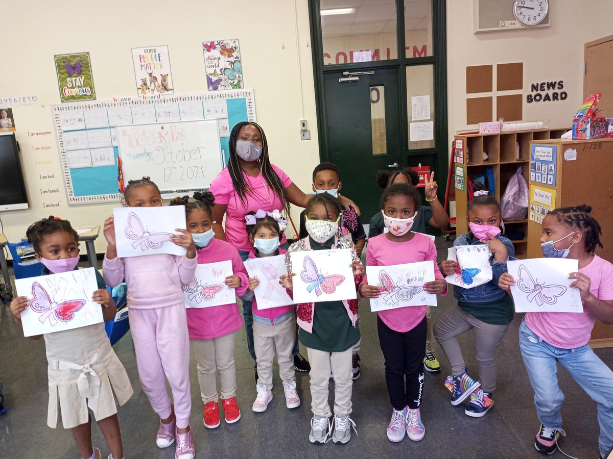RashedaWebster's tweet photo. Kindergarten scholars enjoyed learning about and supporting those with and survivors of breast cancer. https://t.co/MqIjSGC0EX