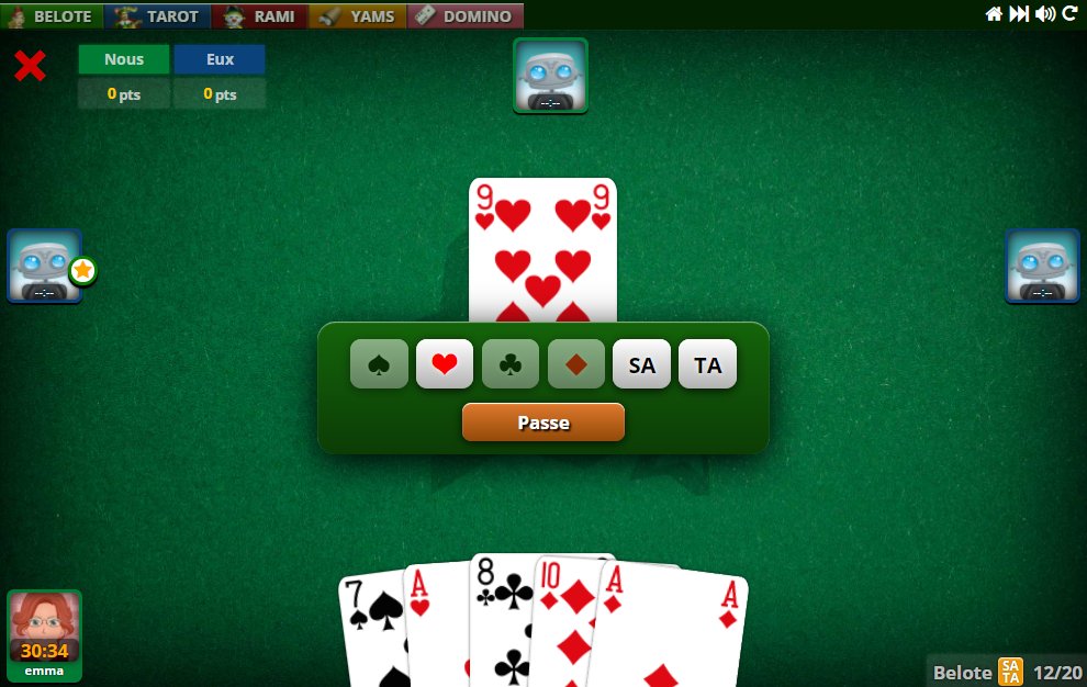 ludicash's tweet image. ♠️♥️ Partie de Belote SA/TA ♠️♥️ Que faites-vous avec ce jeu ?  #belote #strategie  #2as