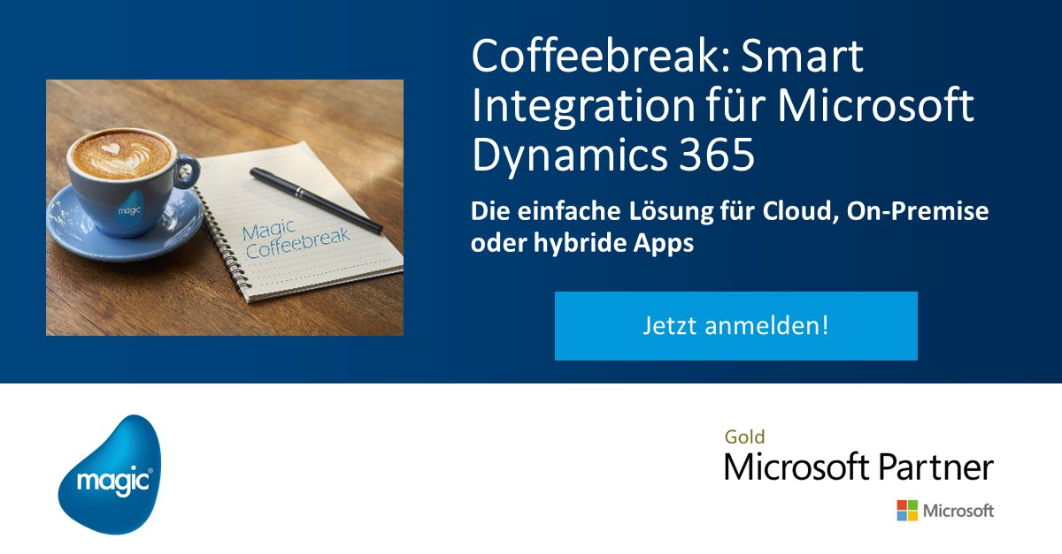MagicSoftwareDE's tweet image. Melden Sie sich jetzt kostenlos für unsere Magic Coffebreak an und erfahren Sie alles Wichtige rund um die Integration von Microsoft Dynamics 365! bit.ly/3ayJPVa
#microsoftdynamics365 #systemintegration #smartintegration