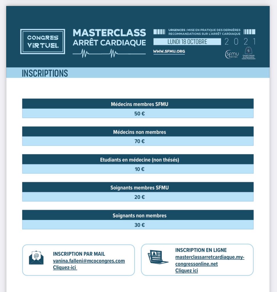 Masterclass Arrêt Cardiaque le 18 octobre ! Inscriptions sur le site de la Sfmu.org ! …ssarretcardiaque.mycongressonline.net/Authentificati…