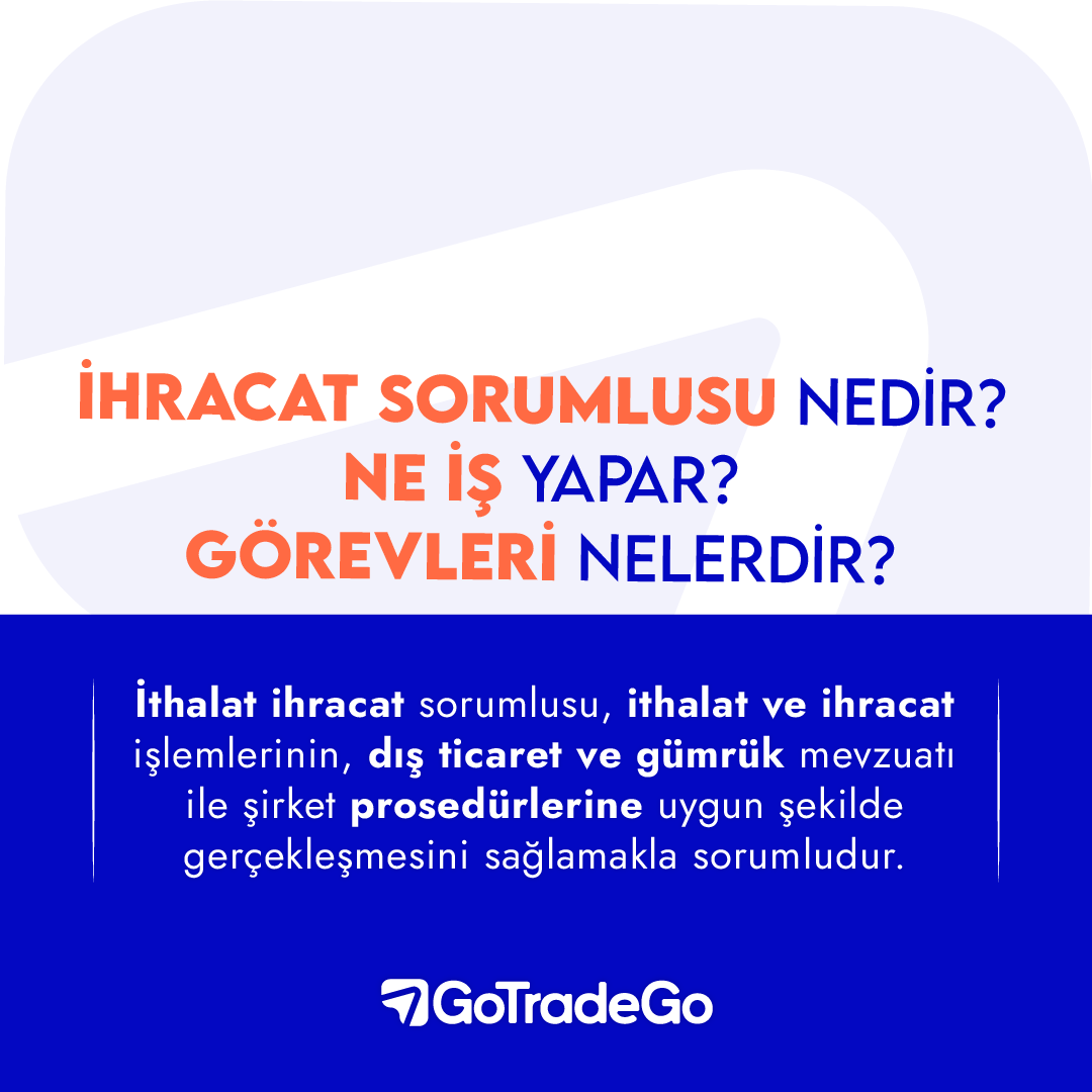 İhracat sorumlusu ne yapar? Gelin beraber bakalım! 🖐️

#Trade #İhracat #İthalat #DışTicaret #GoTradeGo #Ticaret #Import #Export #Gümrük #İthal #gümrük #trade #internationaltrade